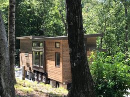 tiny house back and kitchen angle view